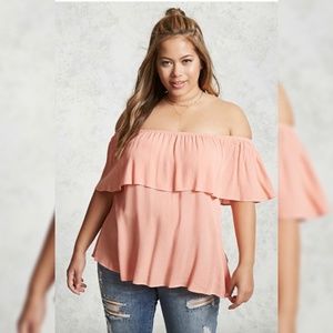 Forever 21 Peach off the shoulder blouse